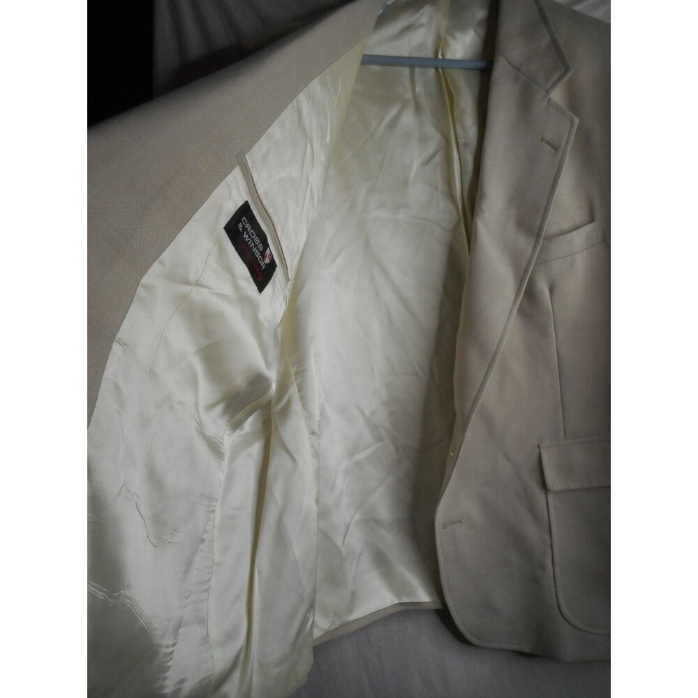 Vintage Cross Winsor Mens Beige Sport Coat 2 Button Front Long Sleeve Size 46S - Picture 5 of 9